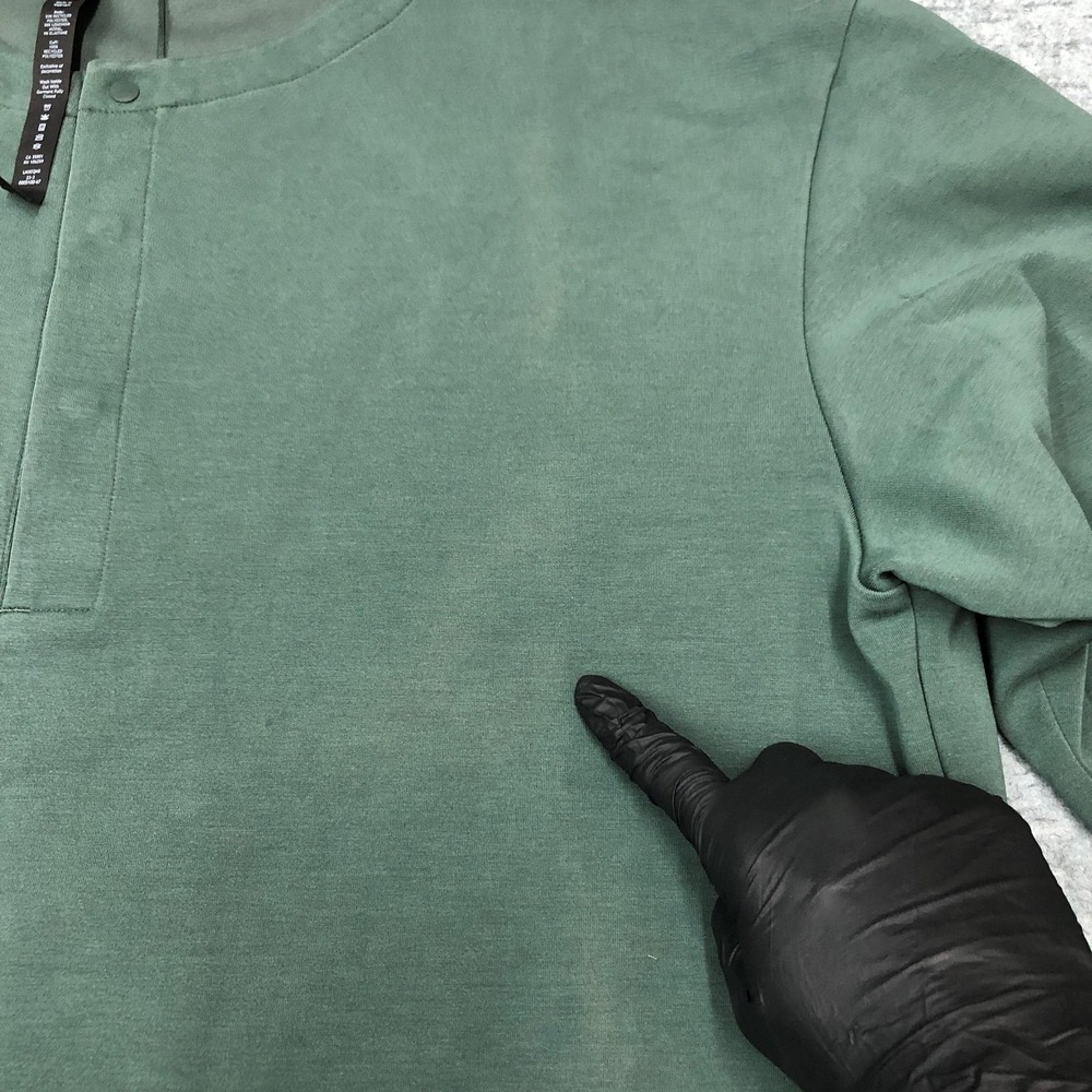 Lululemon Shirt Mens XL Green Henley Long Sleeve Snap Front Performance LM3EQMS - Picture 10 of 14